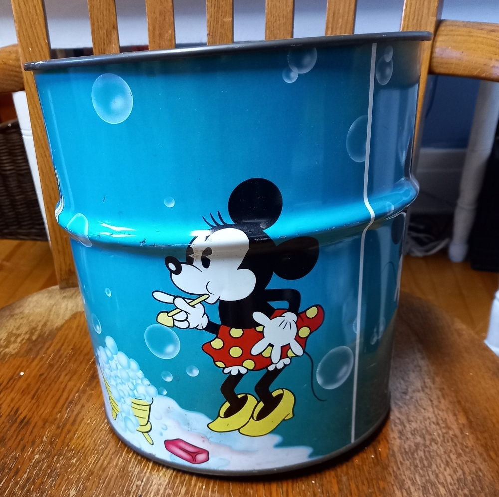 Rare Vintage Walt Disney Mickey Minnie Mouse Metal Bucket - Picture 10 of 12